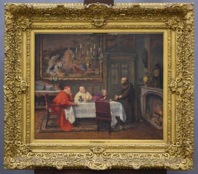 an image of a painting of a family sitting at a table