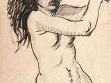une image représentant le dessin d'une femme tenant une raquette de tennis