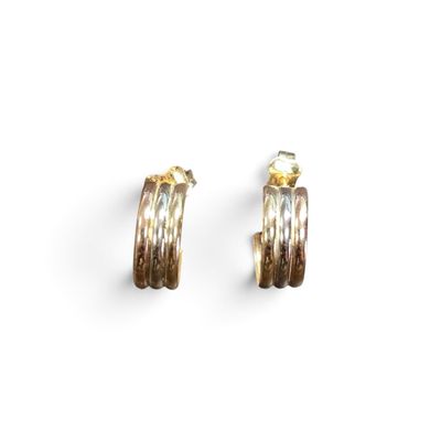 Boucles d'oreilles créoles bicolores en or sur fond blanc
