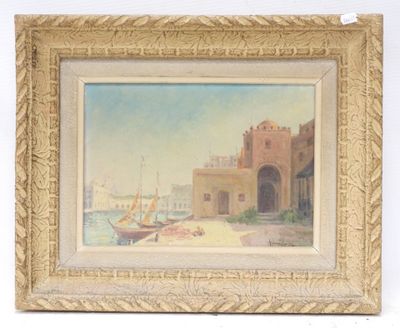 an image of a picture of a painting of a boat in the water