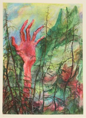 une image représentant un tableau où l'on voit une main sortir d'un arbre