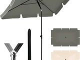 une image représentant un parapluie gris avec un manche noir et un sac blanc