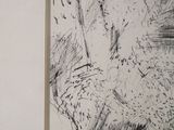 a drawing of a cat on the wall of a room