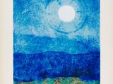 an image of a painting of a blue sky with a full moon