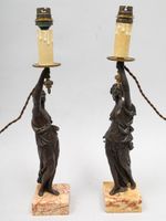 Paire de pieds de lampe en bronze à patine brune figurant de… (photo 2)