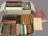 a box full of books sitting on a table