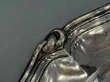 a silver tray that has a handle on it