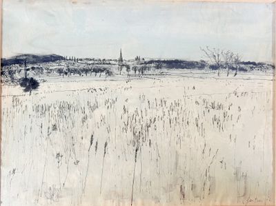 Bernard GANTNER (1928-2018) Paysage d'un village Encre et aq…