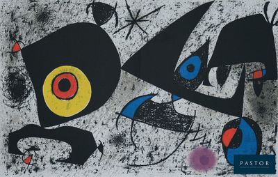 une image représentant une peinture en noir et blanc avec des cercles rouges, bleus et jaunes