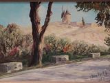 a painting of a castle on a hill in the distance