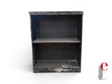 an image of a black bookcase with two shelves on top of it