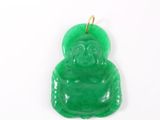 pendentif représentant un Bouddha en jade vert, monté sur une chaîne plaquée or