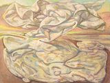 an image of a painting of a white cloth on a table