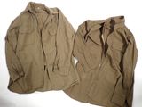 pair of men ' s khaki shirts on a white background