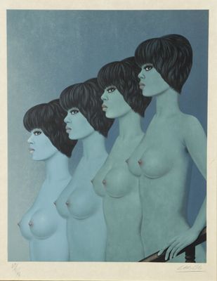 an image of a painting of three women standing next to each other
