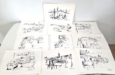 de nombreux dessins posés sur une table