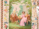 a picture of a picture of a family in a garden