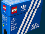 a blue box with a white stripe on top of it