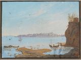 an image of a painting of a boat on a body of water
