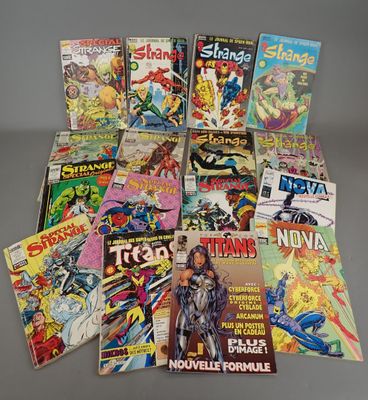a bunch of comic books sitting on top of a table
