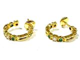 deux paires de boucles d'oreilles en or ornées d'émeraudes