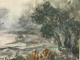 a picture of a painting of a horse drawn carriage