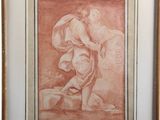 un tableau représentant un homme tenant un enfant dans ses bras