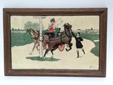 painting of a woman riding in a carriage pulled by a horse