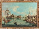 painting of a view of venice with a gondola in the foreground