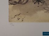a picture of a drawing of a cat laying on a bed