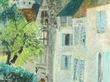 tableau représentant une vue d'une rue dans une petite ville