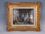 painting of a group of people sitting around a table in a room