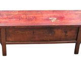 a small wooden table with a drawer underneath it
