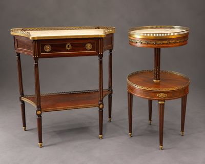 a pair of louis ii mahogany and brass mounted side tables