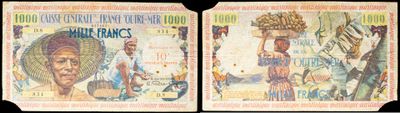 two different bank notes with a picture of a woman carrying a basket on her head