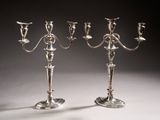 pair of silver plated candelabs with candlesticks