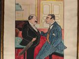 painting of a man in a suit talking to another man in a suit