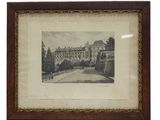 une vieille photo d'une photo d'un bâtiment dans un cadre