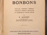 an old book opened to reveal a page of information about bonbons