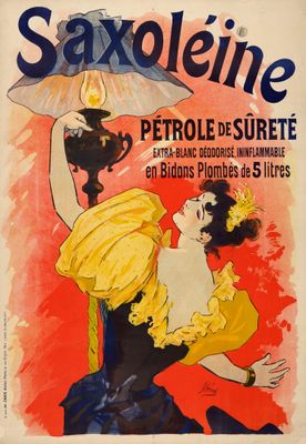 une vieille affiche française représentant une femme tenant un parapluie