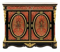 Meuble d'appui Napoléon III en marqueterie Boulle, ouvrant à…