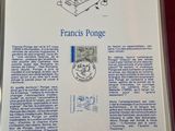 a sign with a picture of a bed on it that says francis ponge