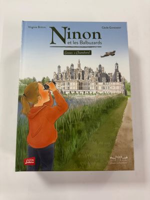 un livre sur lequel figure l'image d'une petite fille regardant un château