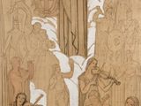 an image of a drawing of a group of people in a room