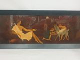 une image représentant un tableau où l'on voit une femme assise sur une chaise avec un chien