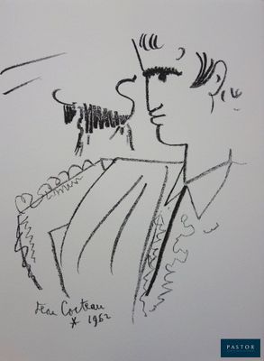 dessin représentant une femme portant un chapeau et une robe, sur fond blanc