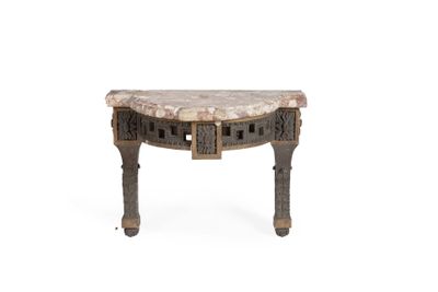 une image d'une petite table avec un plateau en marbre sur un fond blanc