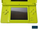 a yellow nintendo ds game console with a black screen