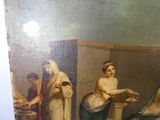 une peinture représentant un groupe de personnes dans une pièce