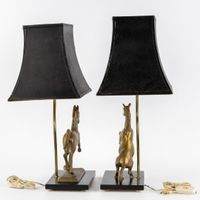 Deknudt (attribué) : paire de lampes de table en bronze repr… (photo 6)